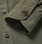 TOM FORD - Slim-Fit Button-Down Collar Cotton and Cashmere-Blend Twill Shirt - Green