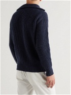 Purdey - Ribbed Donegal Merino Wool Half-Zip Sweater - Blue