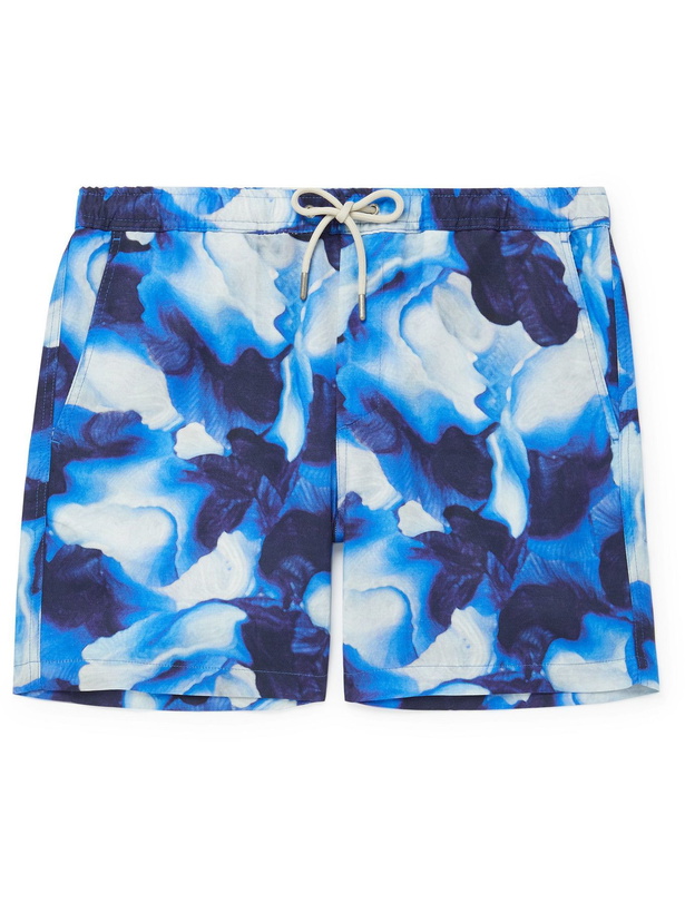 Photo: NN07 - Gregor Printed Lyocell-Blend Drawstring Shorts - Blue