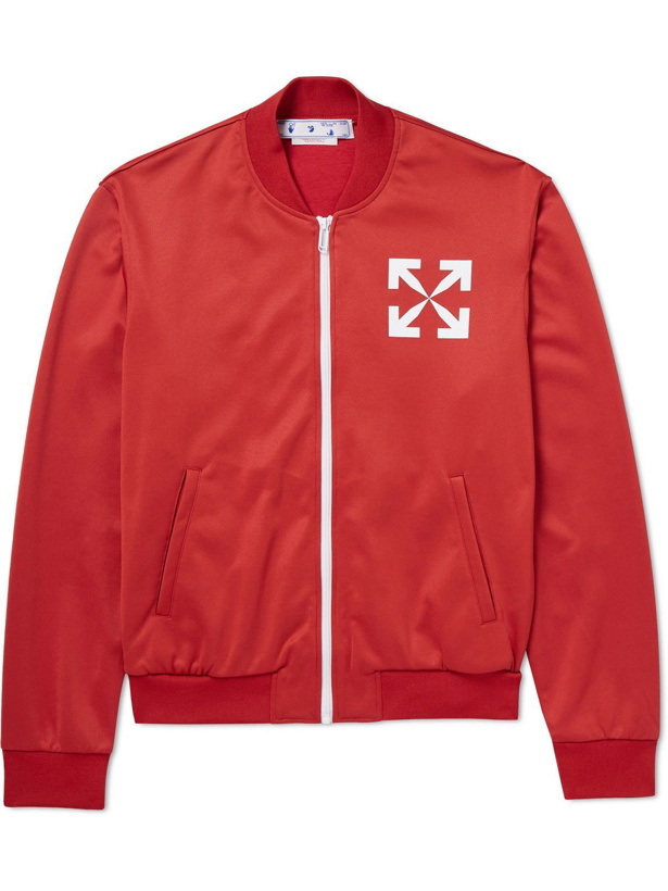 Photo: Off-White - Logo-Flocked Jersey Track Jacket - Red