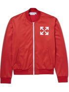 Off-White - Logo-Flocked Jersey Track Jacket - Red