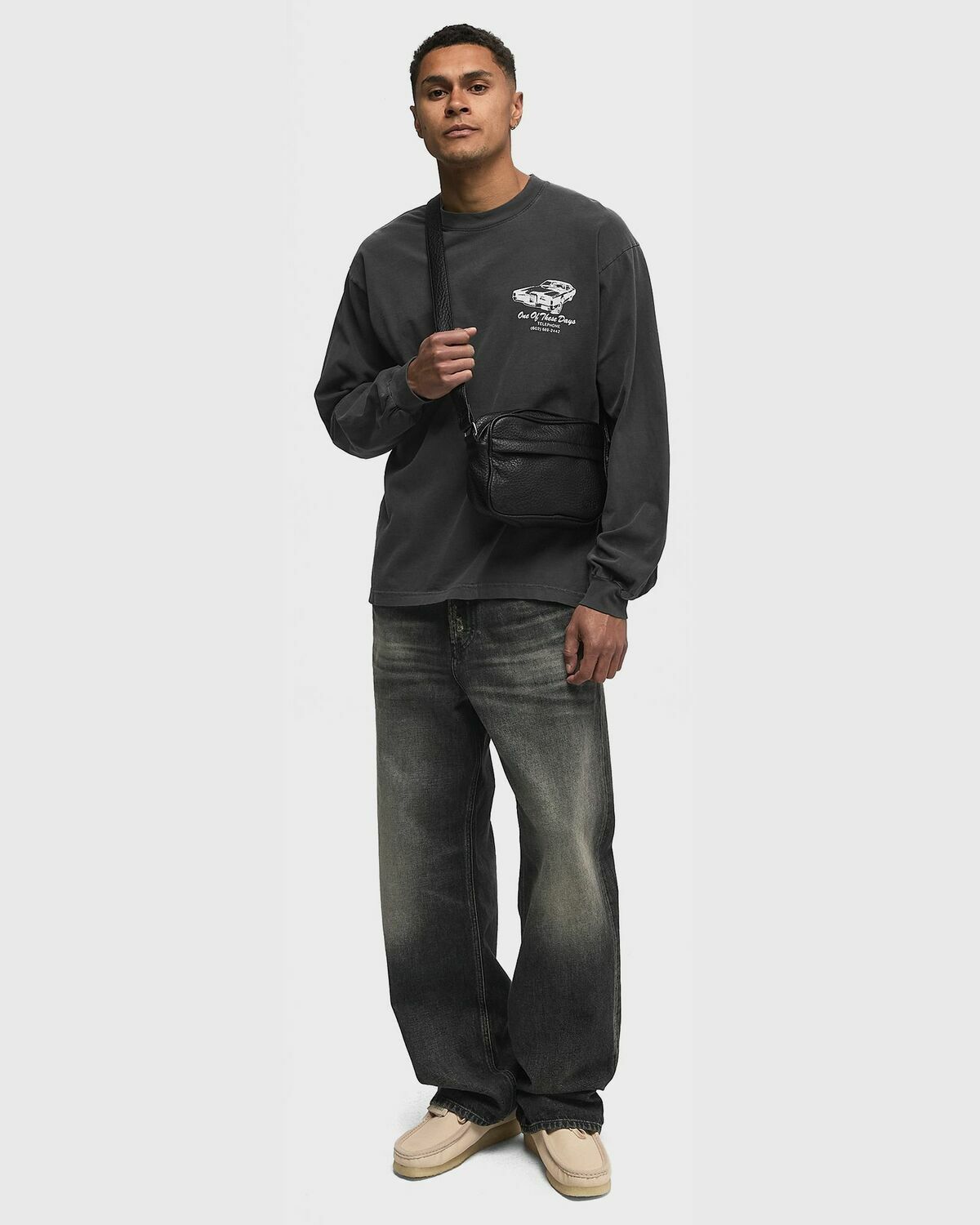 One of these Days TIRE SERVICE LONG SLEEVE Black Mens Longsleefe