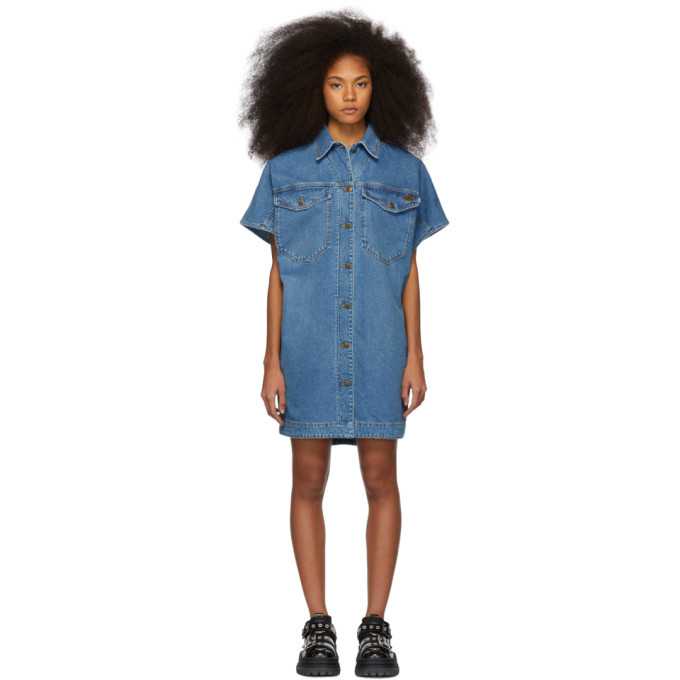 Alexander McQueen Denim Shirt Dress in Blue