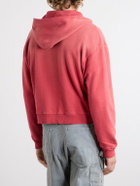 KAPITAL - Distressed Cotton-Jersey Zip-Up Hoodie - Red