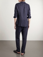 Altea - Mattia Straight-Leg Linen Drawstring Trousers - Blue