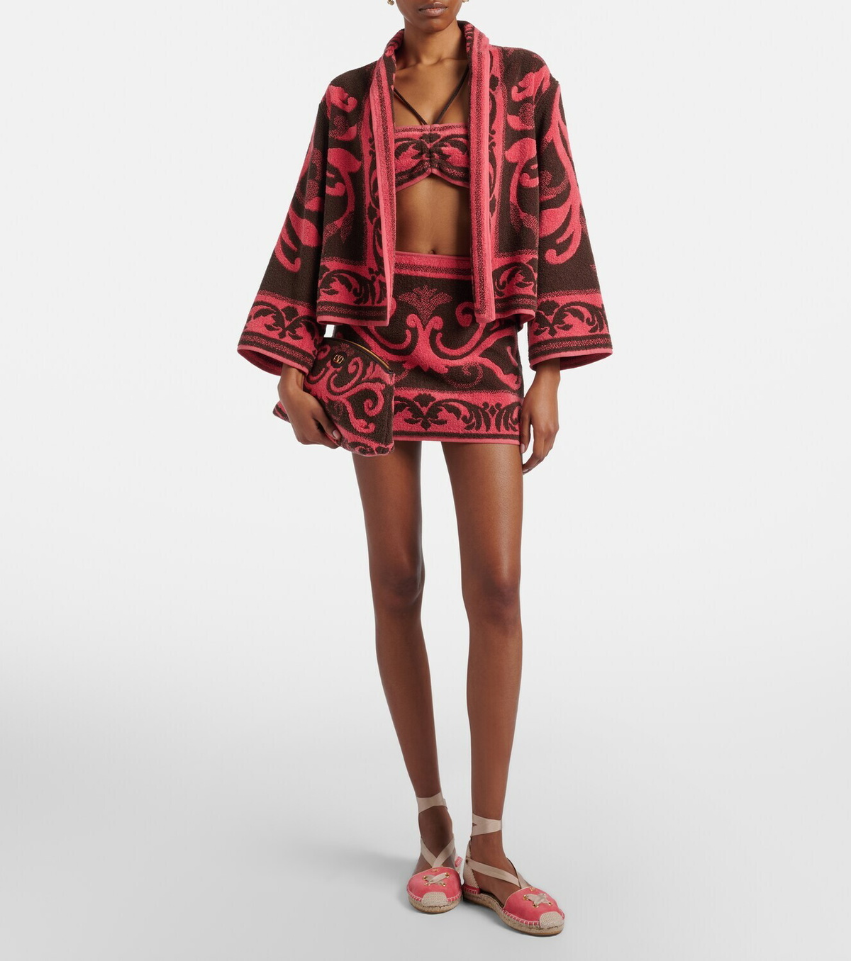Valentino Cotton terry jacquard bra top