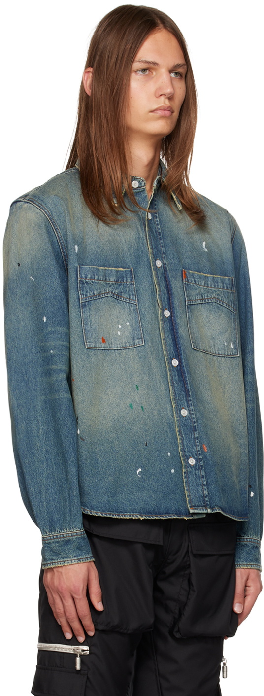 Rhude Indigo Faded Denim Shirt