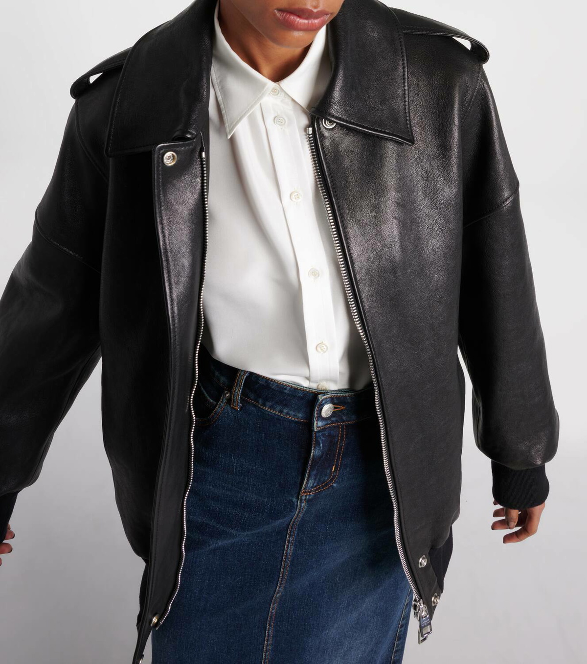 Alexander McQueen Oversized leather bomber jacket Alexander