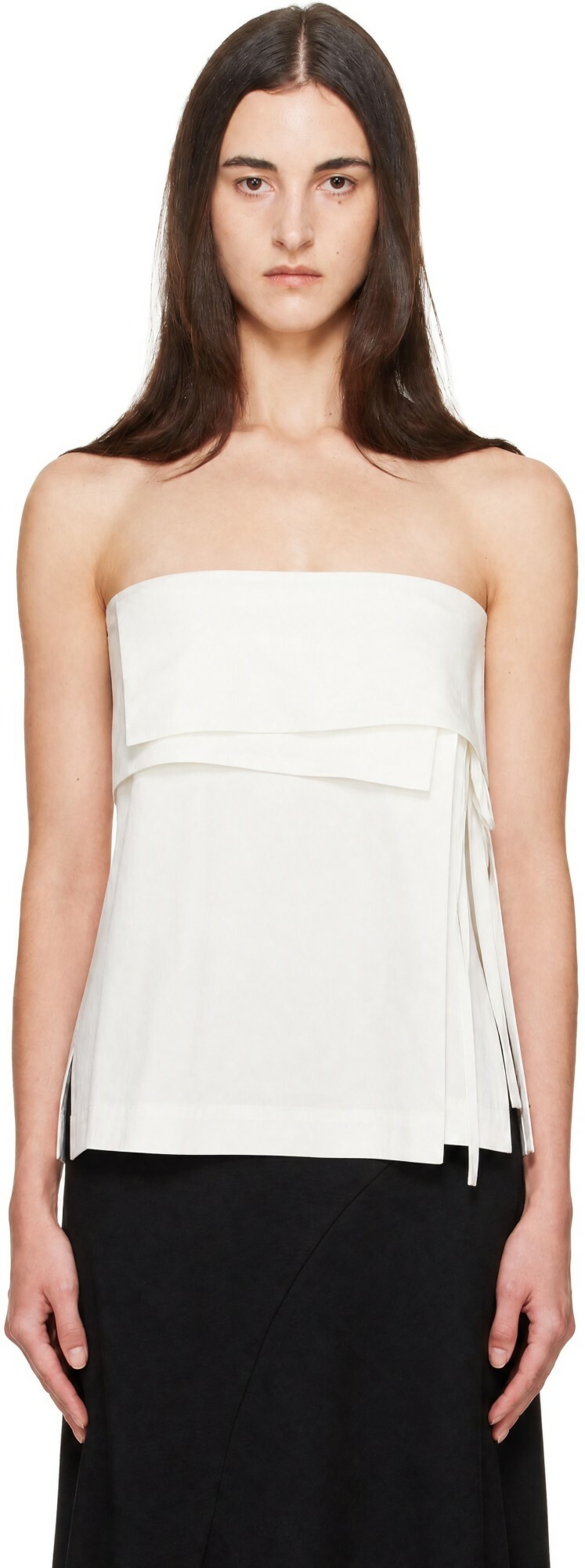 St. Agni White Strapless Wrap Top