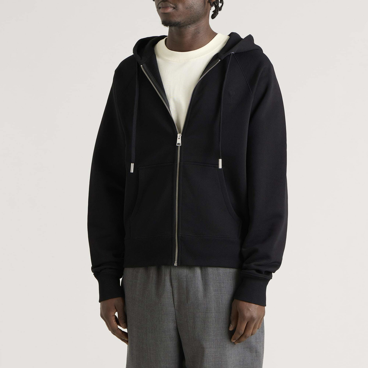 AMI Paris Men's ADC Loopback Zip Hoodie in Black