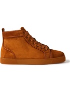 Christian Louboutin - Louis Orlato Grosgrain-Trimmed Suede High-Top Sneakers - Brown