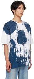 McQueen White & Blue Exploded Skull T-shirt