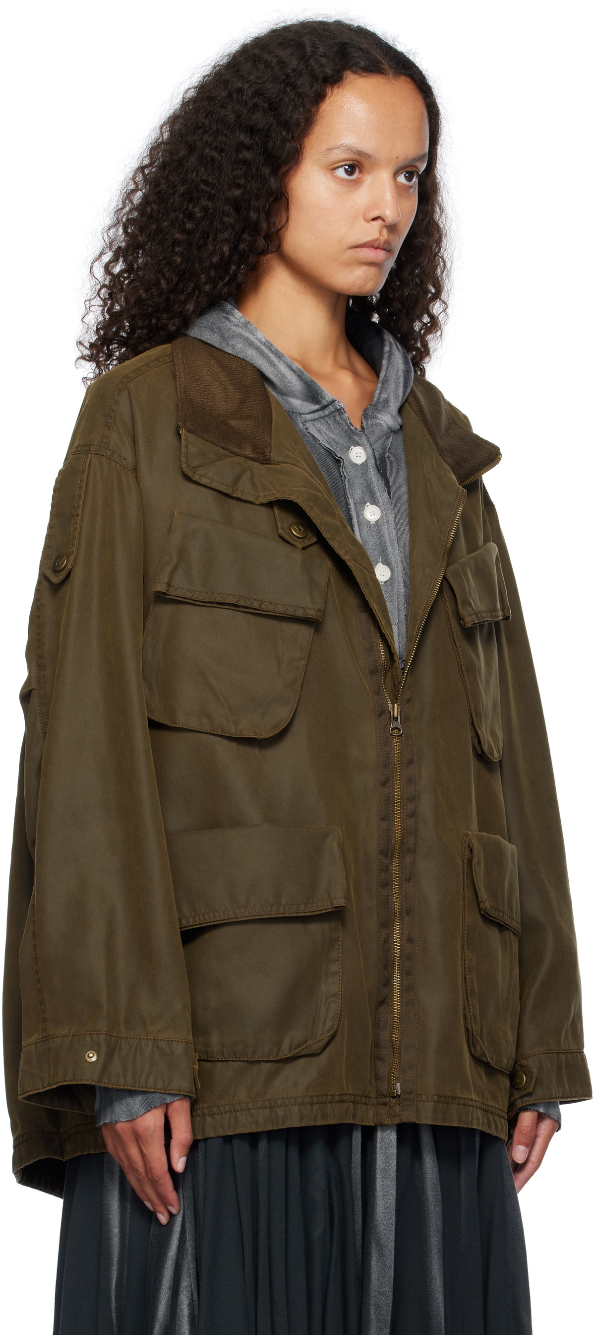 OPEN YY Brown Cargo Pocket Field Jacket OPEN YY