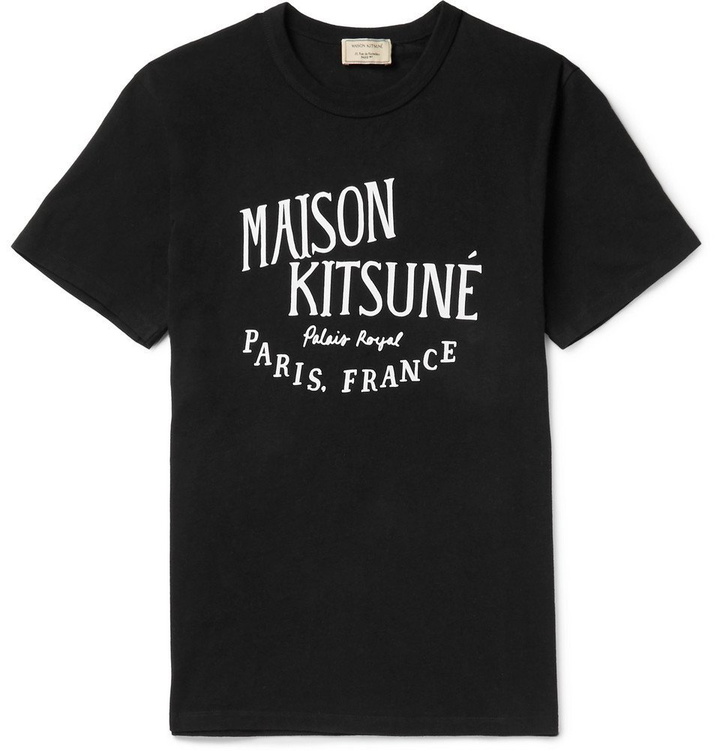 Photo: Maison Kitsuné - Logo-Print Cotton-Jersey T-Shirt - Black