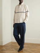 Kartik Research - Pleated Embroidered Wool Straight-Leg Trousers - Blue