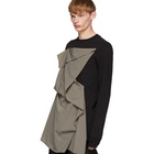 Rick Owens Black and Grey Front Panel Sweater