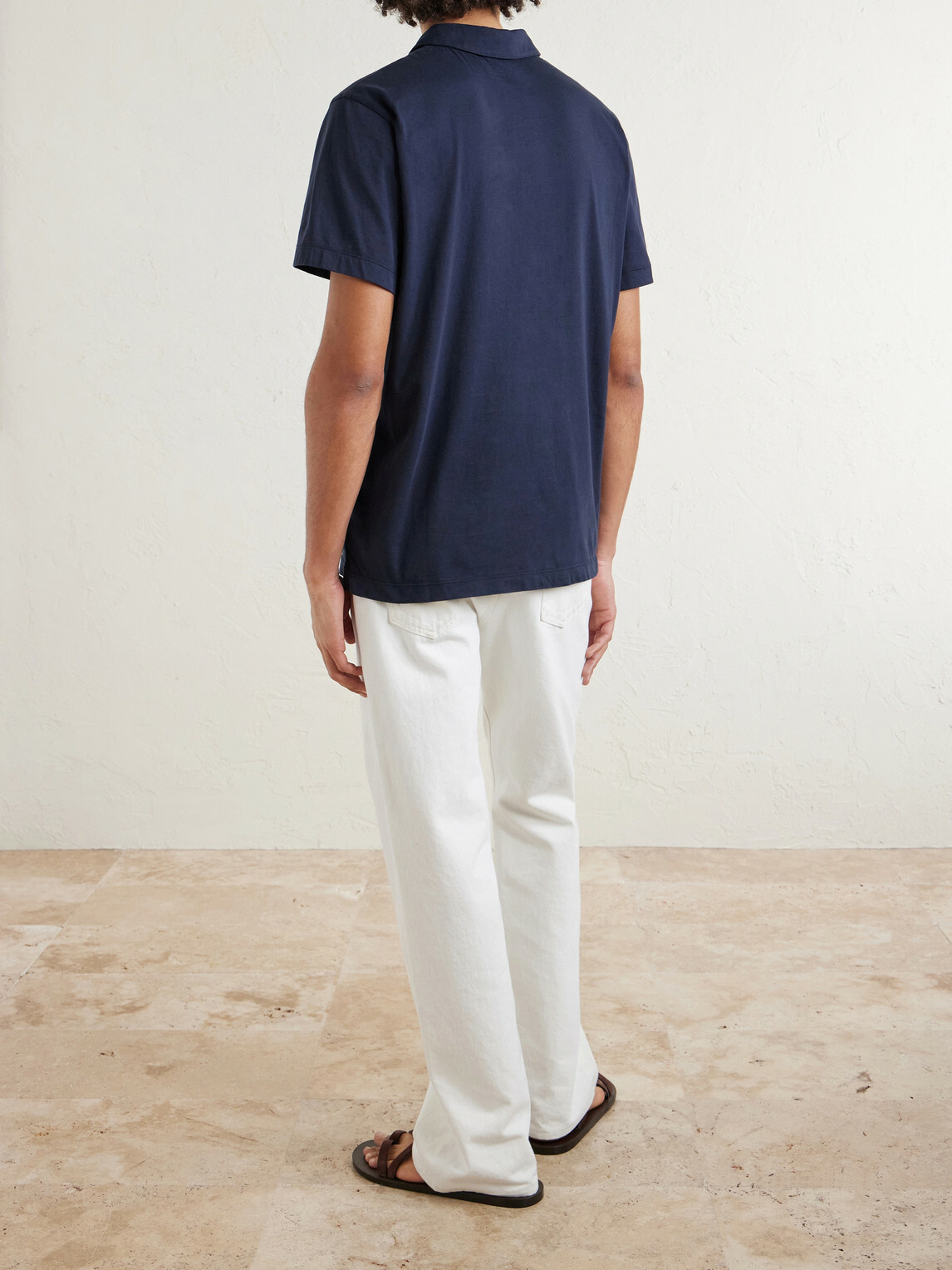 James Perse - Luxe Lotus Cotton-Jersey Polo Shirt - Blue