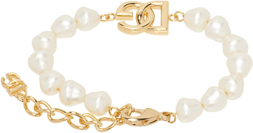 Dolce&Gabbana White & Gold Link Pearls Bracelet