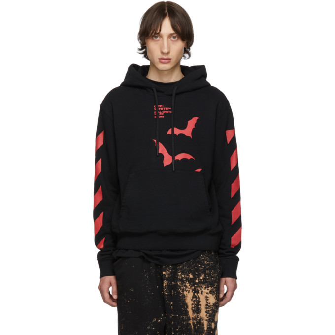 Photo: Off-White Blackand Red Diag Bats Slim Hoodie