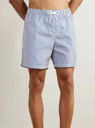 Loro Piana - Bay Straight-Leg Mid-Length Logo-Print Striped Swim Shorts - Blue