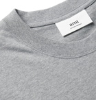 AMI PARIS - Logo-Embroidered Cotton-Jersey T-Shirt - Gray