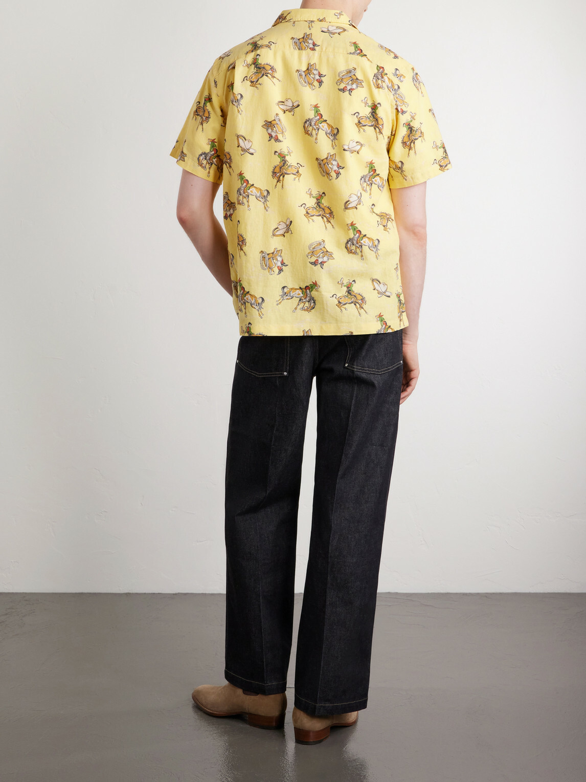 RRL - Convertible-Collar Printed Linen and Cotton-Blend Shirt - Yellow