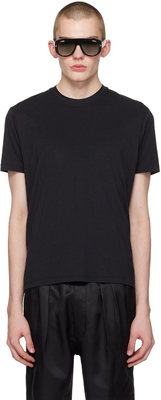 Photo: TOM FORD Black Embroidered T-Shirt