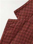 Massimo Alba - Baglietto Unstructured Garment-Dyed Checked Linen Blazer - Burgundy