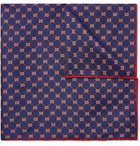 Gucci - Logo-Print Silk-Twill Pocket Square - Blue