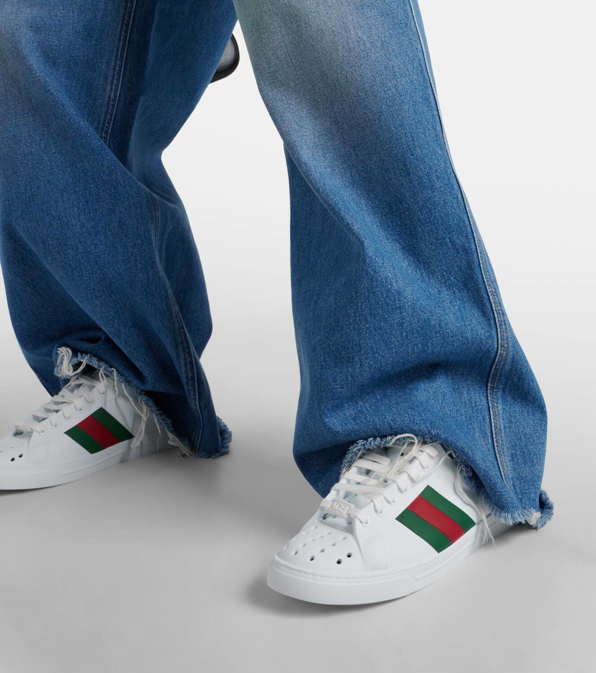 【GUCCI】ACE SABOT Web Stripe Rubber Mule Sneakers WHITE Gucci Ace Web Stripe mules Gucci