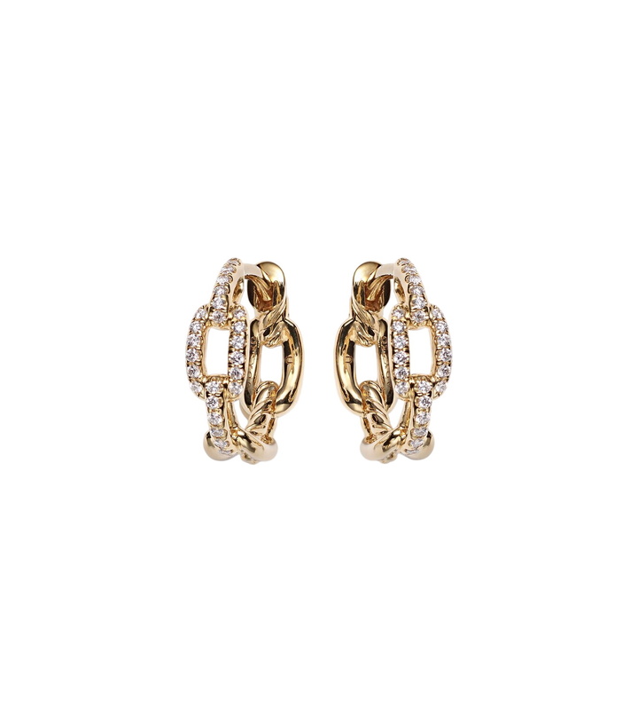 Photo: David Yurman Stax Chain Link 18kt gold hoop earrings with diamonds
