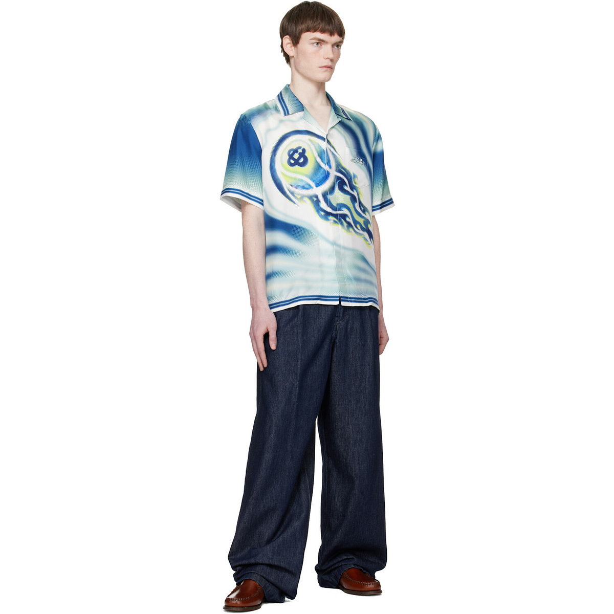 Casablanca Multicolor 'The Art Of The Serve' Short Sleeve Silk Shirt
