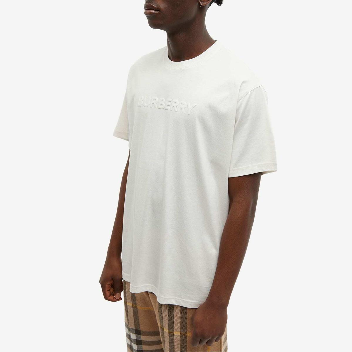 Burberry Men's Harriston Logo T-Shirt in Oatmeal Melange
