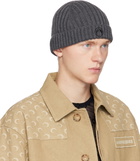 Marine Serre Gray Moon Logo Knit Beanie