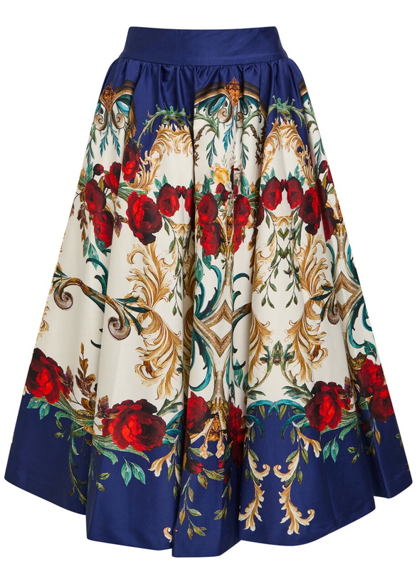 Photo: Alice + Olivia Nilda Floral-print Cotton-poplin Midi Skirt Multicoloured
