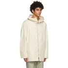 Jil Sander Off-White Cotton Gabardine Hooded Coat