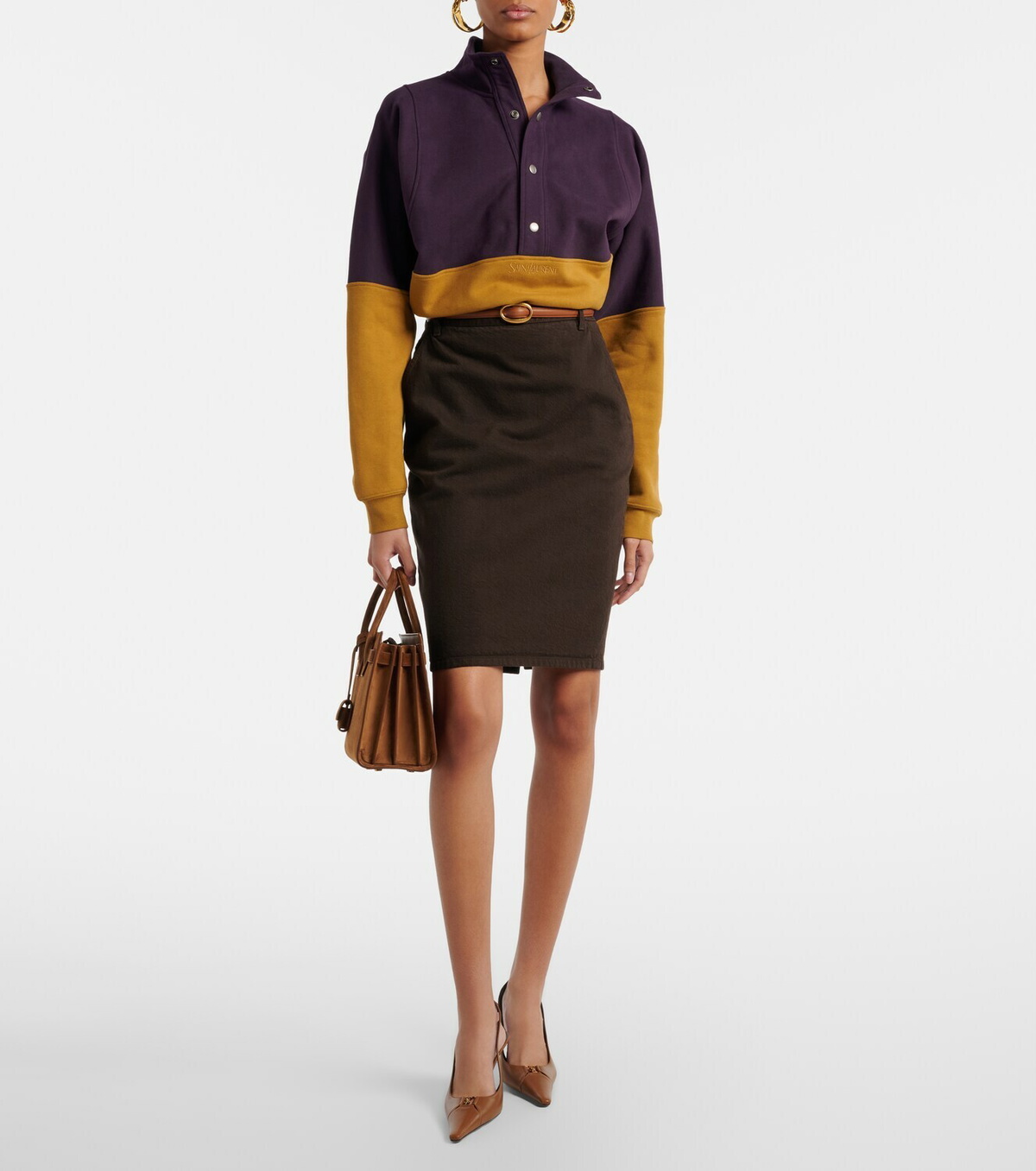 Saint Laurent Colorblocked cotton fleece sweatshirt