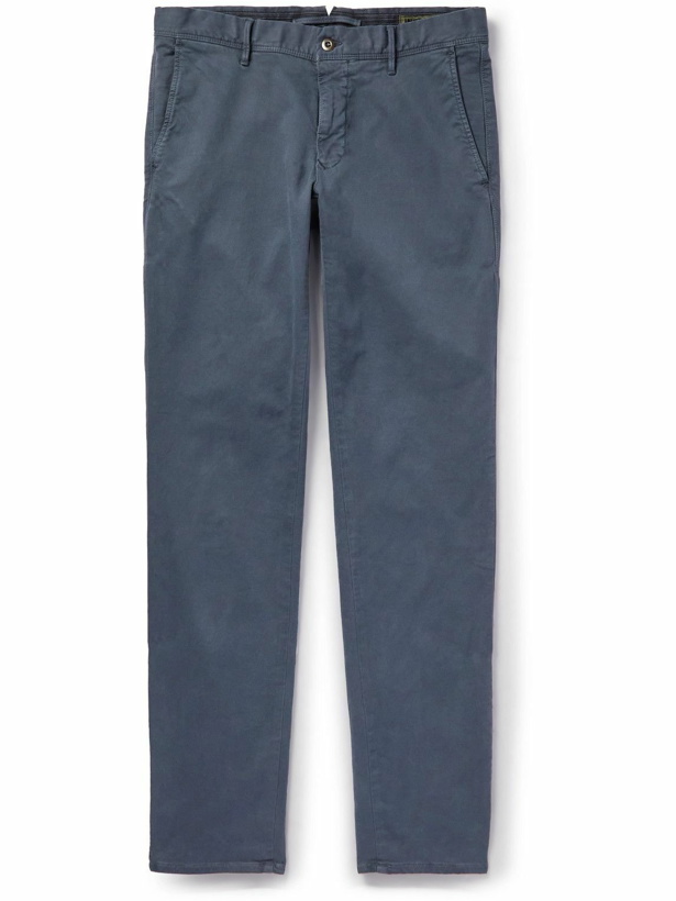 Photo: Incotex - Slim-Fit Stretch Cotton-Blend Trousers - Blue