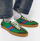 Gucci - JBG Webbing, Suede and Leather-Trimmed Nylon Sneakers - Men - Green