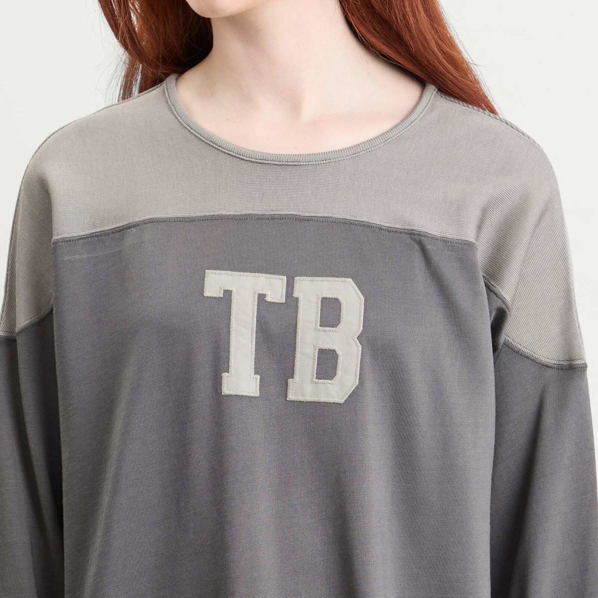 Beams Boy Women's Logo Football Long Sleeve T-Shirt in Grey 