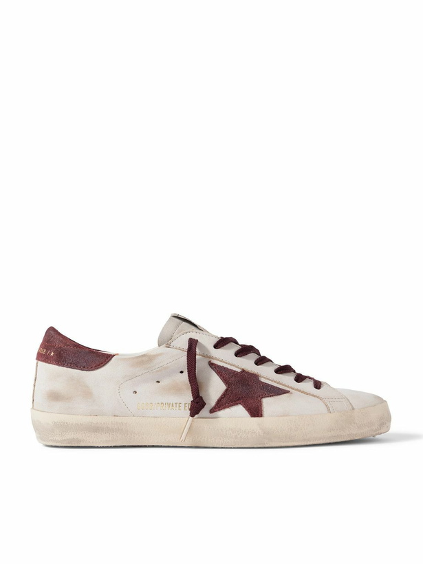 Photo: Golden Goose - Super-Star Distressed Suede-Trimmed Leather Sneakers - White