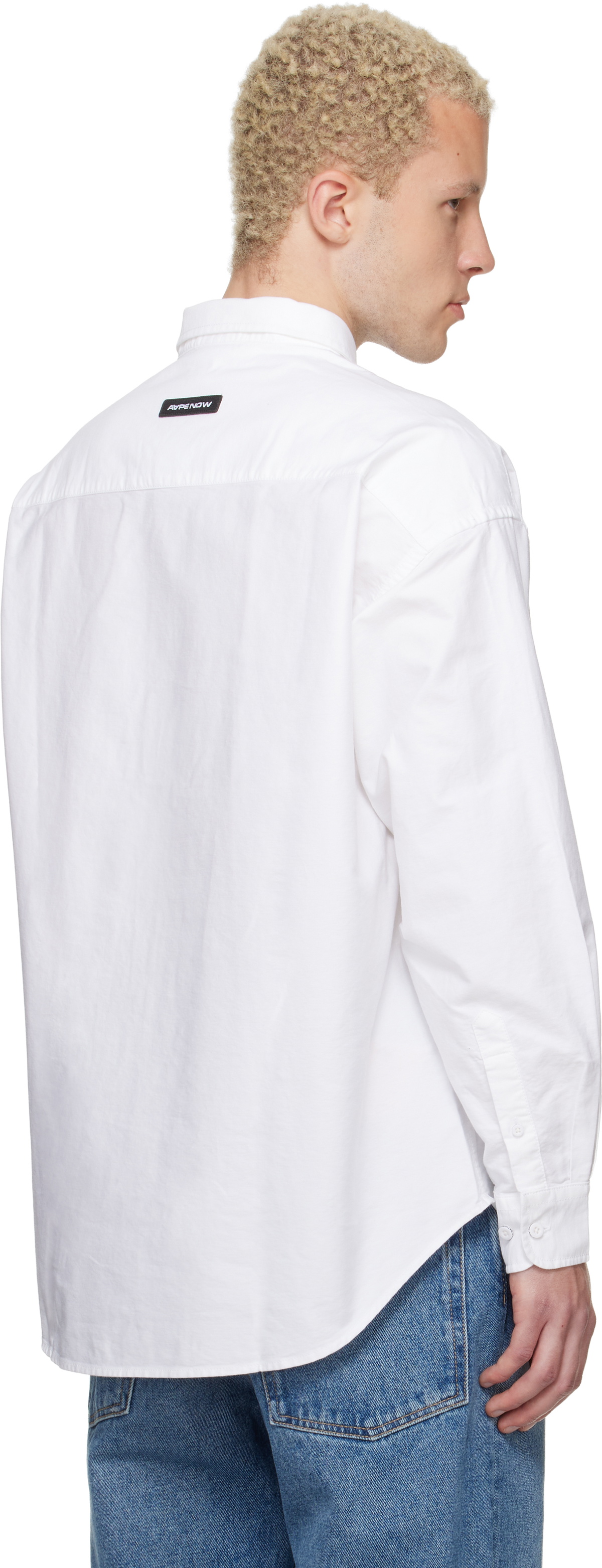 AAPE by A Bathing Ape White 'AAPENOW' Moonface Logo Long Sleeve Shirt