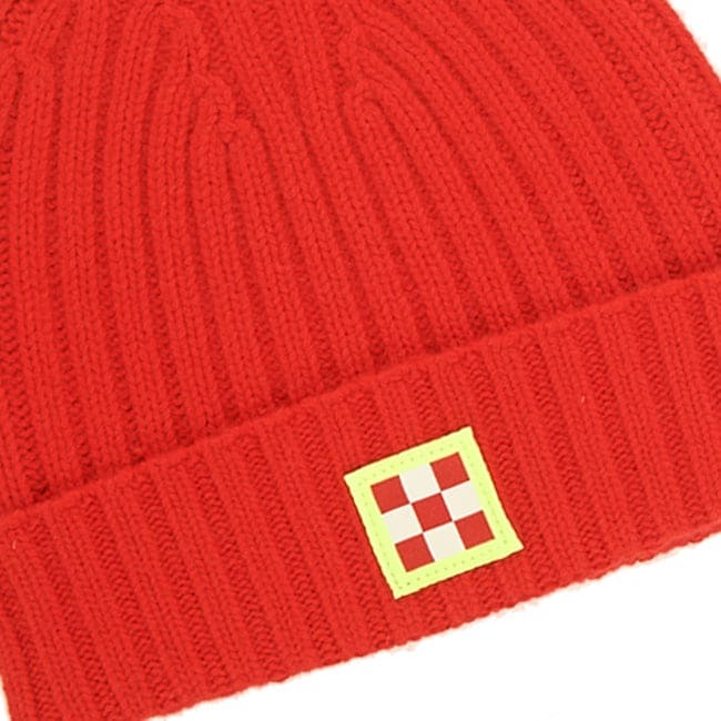 MC2 Saint Barth Cashmere Blend Red Hat With Check Patch