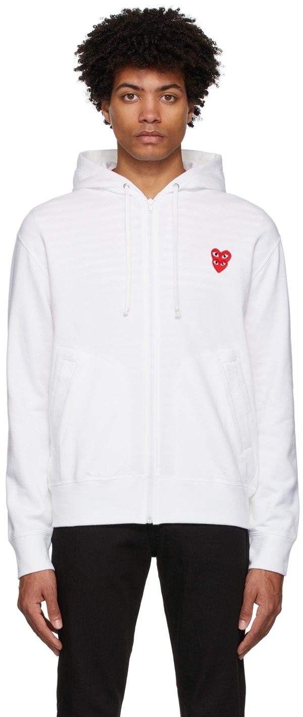Photo: COMME des GARÇONS PLAY White Layered Double Heart Hoodie