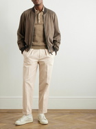 TOM FORD - Leather-Trimmed Lyocell-Twill Bomber Jacket - Brown