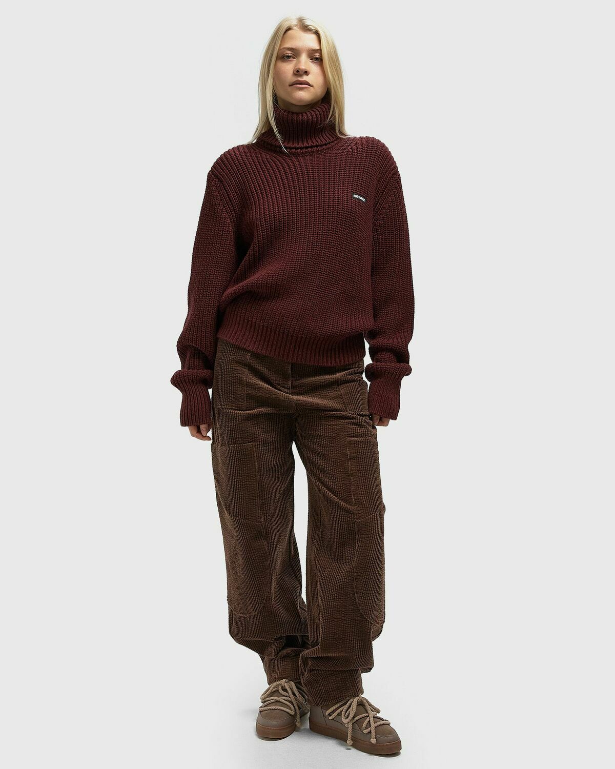 ROTATE Birger Christensen KNIT TURTLENECK JUMPER Red Womens Pullover