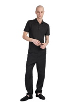 120% Lino Polo In Black Linen