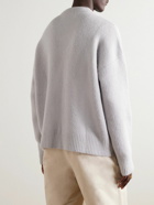 AMI PARIS - Logo-Intarsia Alpaca-Blend Sweater - Gray