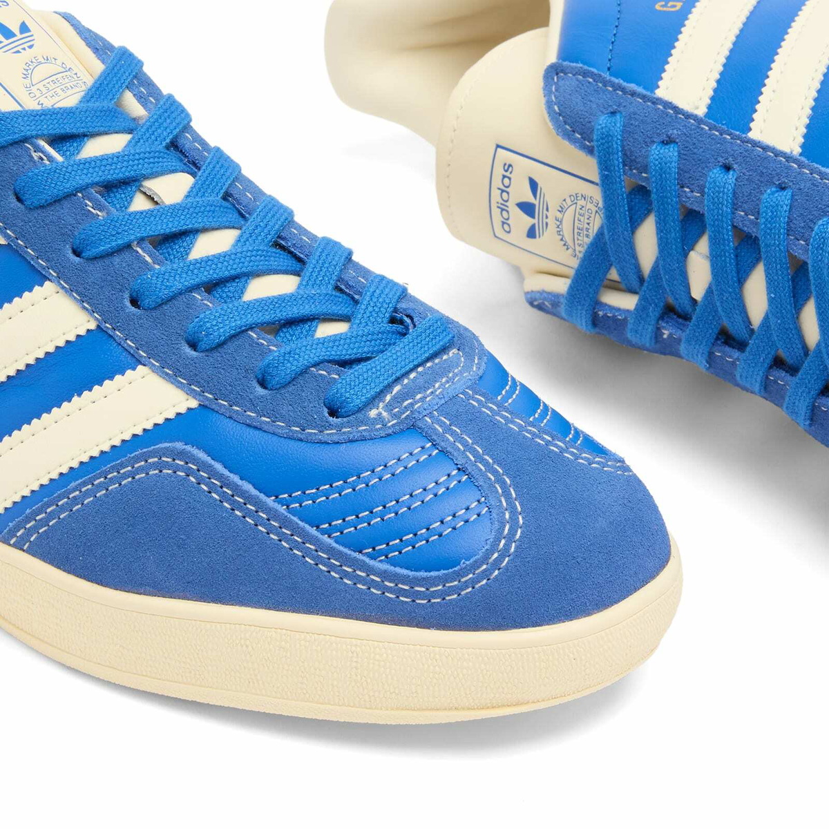 Adidas Gazelle Indoor Sneaker in Blue/Cream White/Gold