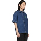 MSGM Blue Denim Embroidered Shirt